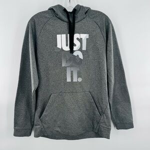 Nike Womens Hoodie Sweatshirt Dri Fit Just Do It‎ Gray Funnel Neck Size M